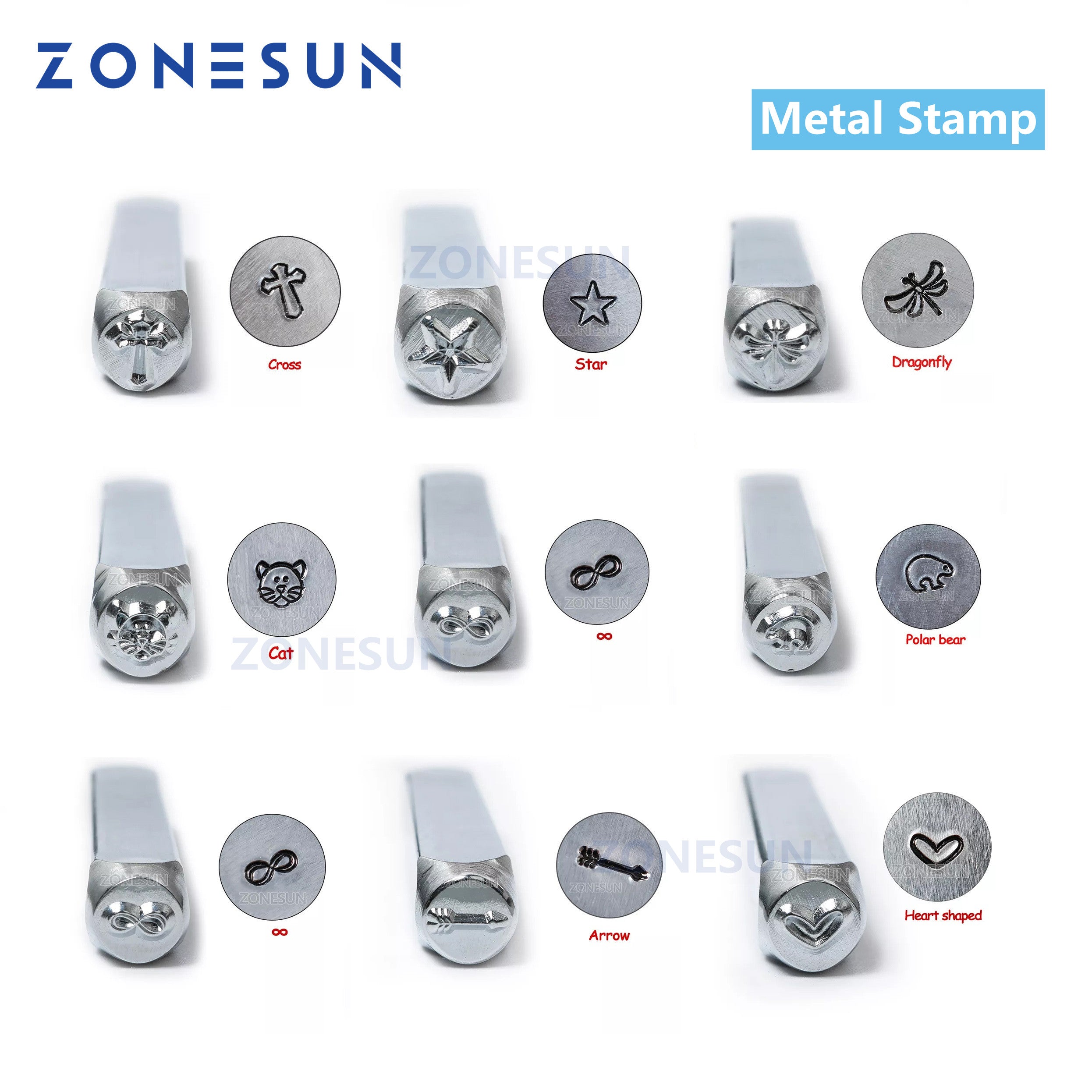 ZONESUN Custom Steel Metal Stamps Mold Marking Tool Jewelry Embossing