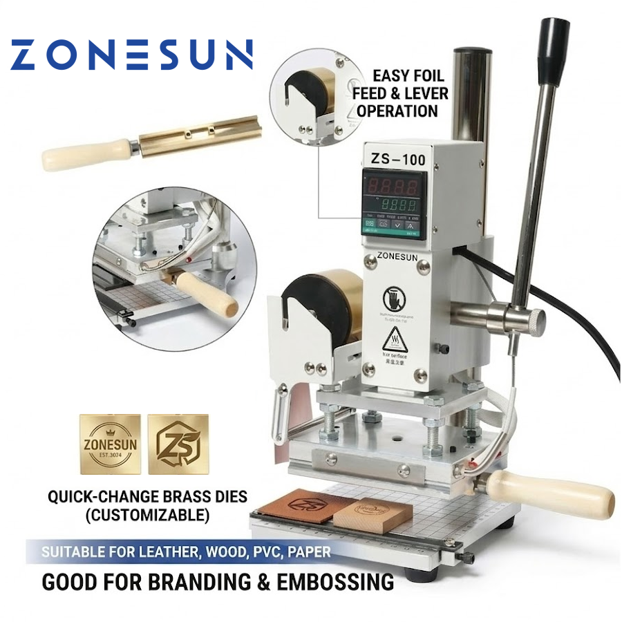 ZONESUN ZS-100 Dual Purpose Hot Foil Stamping Machines Leather Embossi