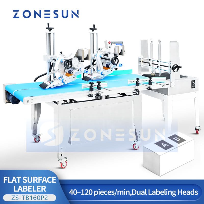 ZONESUN ZS-TB160P2 Automatic Dual-Head Flat Surface Labeling Machine ...