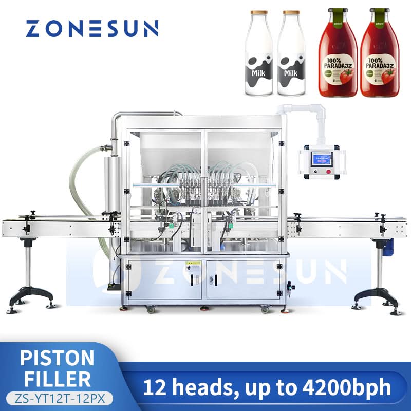 ZONESUN ZS-YT12T-12PX 12-Head Piston Filling Machine for Viscous Liqui