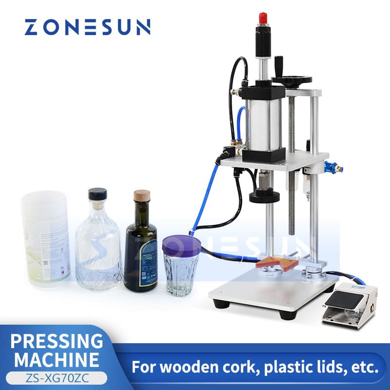 ZONESUN ZS-XG70ZC Pneumatic Desktop Wine Bottle Cap Cork Pressing Mach