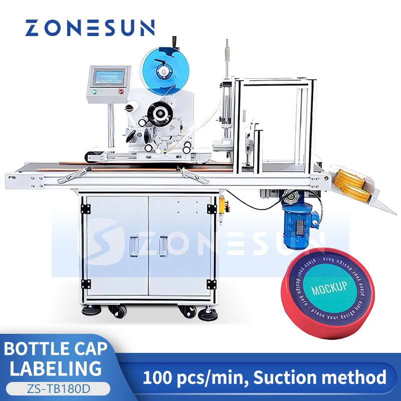 ZONESUN ZS-TB180D Automatic Top Bottle Cap Labeling Machine Flat ...