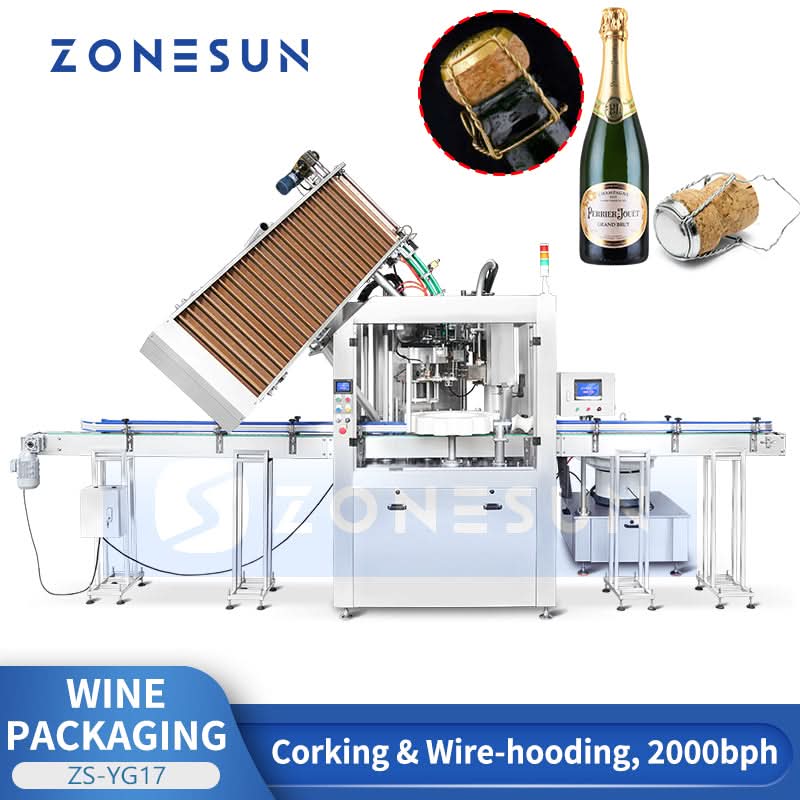 ZONESUN ZS-YG17 Automatic Wine Corking & Wire-Hooding Monobloc Machine