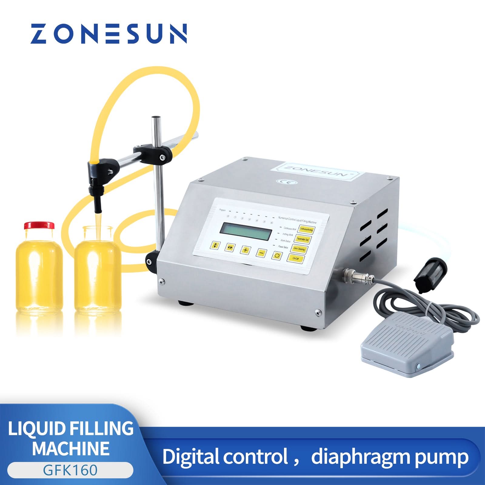 ZONESUN ZS-GFK160 Digital Liquid Filling Machine 5-3500ml | Anti