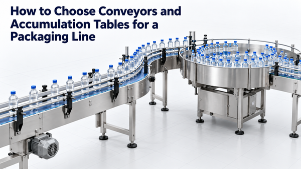 Conveyors and accumulation tables for an automated bottle packaging line