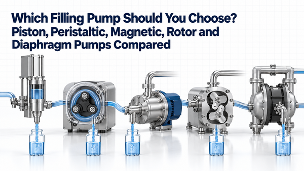 Piston, peristaltic, magnetic, rotor and diaphragm filling pumps compared