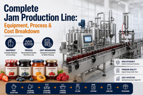 Complete jam production line with filling and capping machines