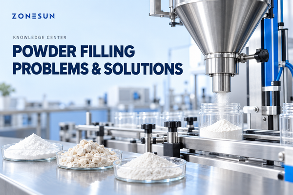 Powder filling hopper, jar and powder samples for troubleshooting flow and dose variation