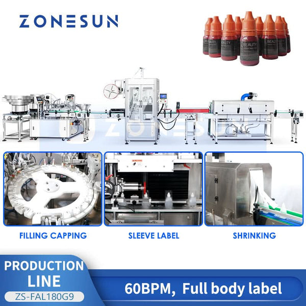 ZONESUN automatic bottle filling capping and labeling packaging line