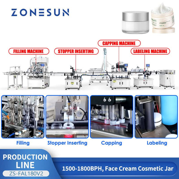 ZONESUN cosmetic cream filling capping and labeling line