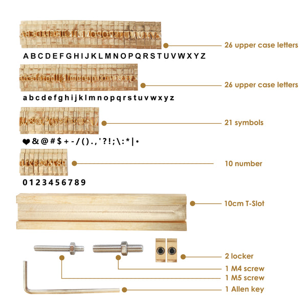 ZONESUN 184PCS Alphabet Letter Stamp Set for Hot Foil Stamping Machines