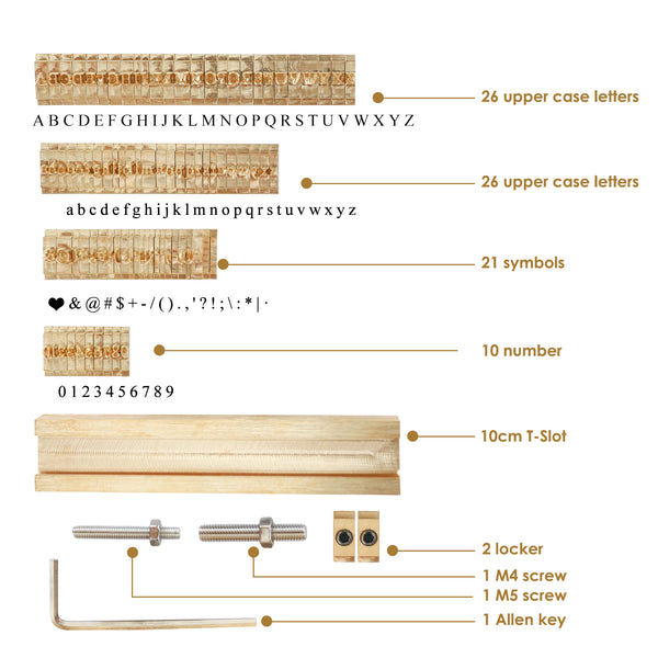 ZONESUN 184PCS Alphabet Letter Stamp Set for Hot Foil Stamping Machines