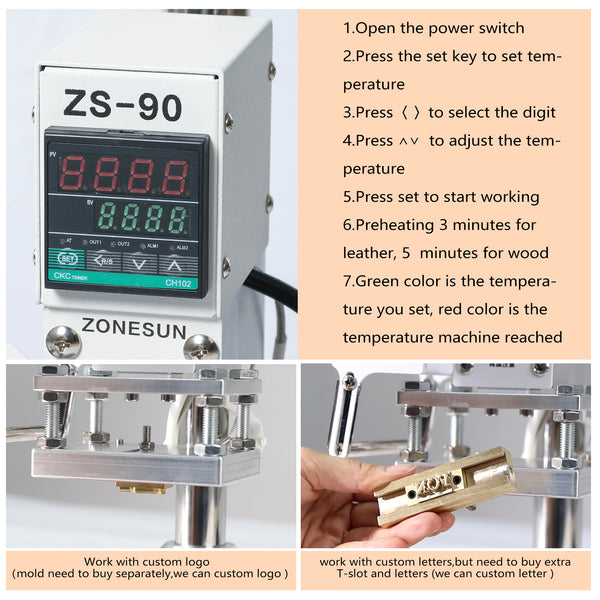 ZONESUN ZS‑90 Digital Hot Foil Stamping Machine for Leather & More