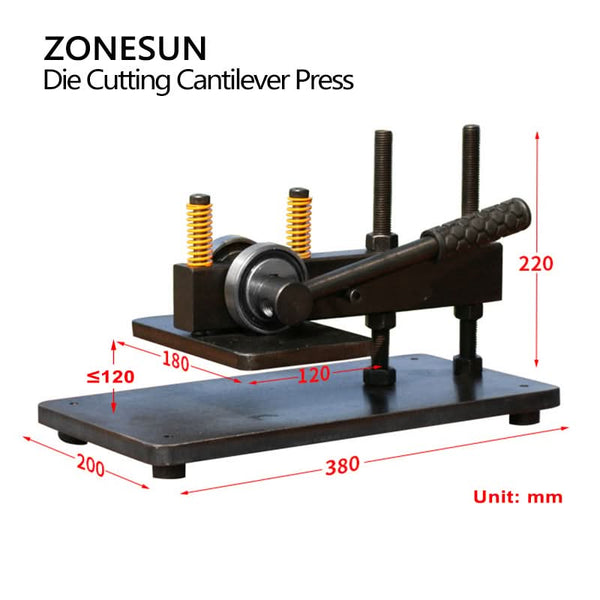 ZONESUN Cantilever Press Die Cutting Alloy Steel Double Bearings Leatherworking Tool ZS-CP1