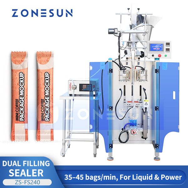 ZOENSUN ZS-FS240 Automatic Small Sachet Powder Stick Bag Filling Sealing Machine VFFS Packaging Equipment