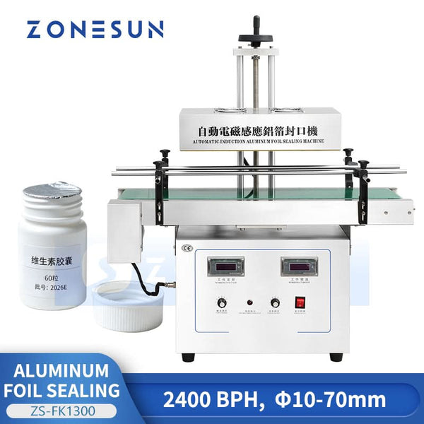 ZONESUN ZS-FK1300 Automatic Induction Foil Sealing Machine 10–70mm Bottles