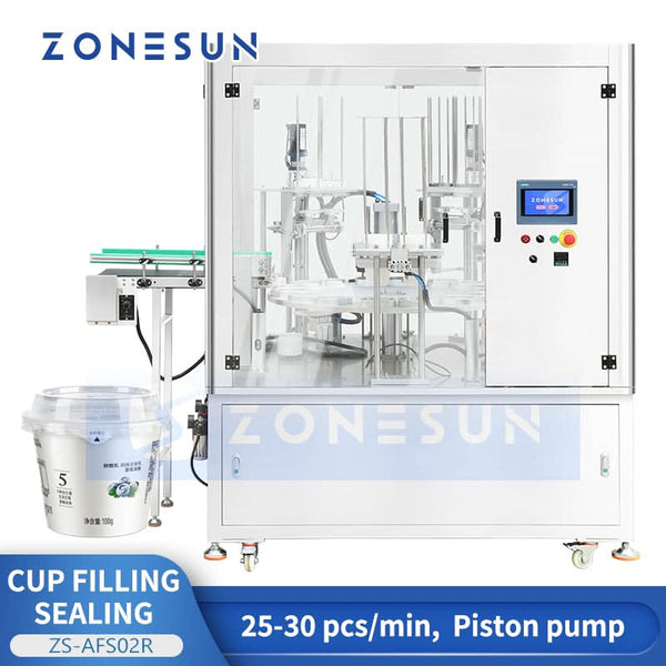 ZONESUN ZS‑AFS02R Automatic Rotary Cup Filling and Sealing Machine Liquid Paste Cup Filler Sealer