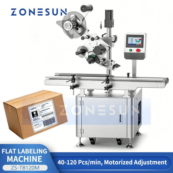 ZONESUN ZS-TB120M Electric Height Adjustable Flat Surface Labeling Machine for Box Pouch Cardboard