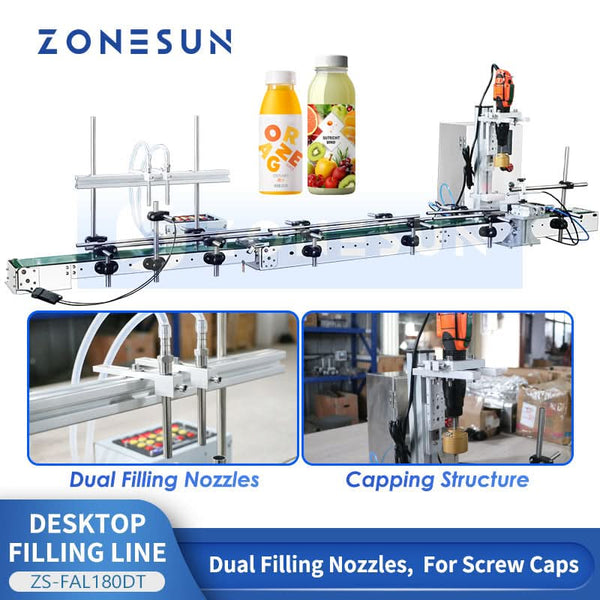 ZONESUN ZS-FAL180DT Automatic Liquid Filling Capping Machine Desktop Small Bottling Line