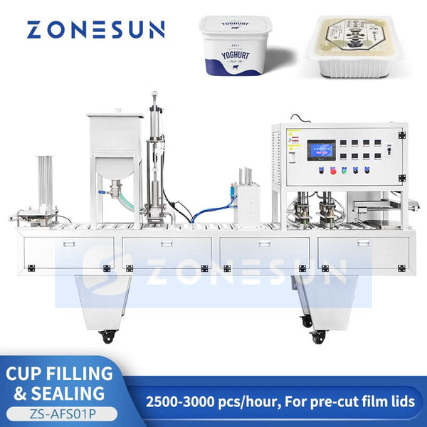 ZONESUN ZS-AFS01P Automatic Linear 4-Head Cup Filling and Sealing Machine for Yogurt Pudding Jam