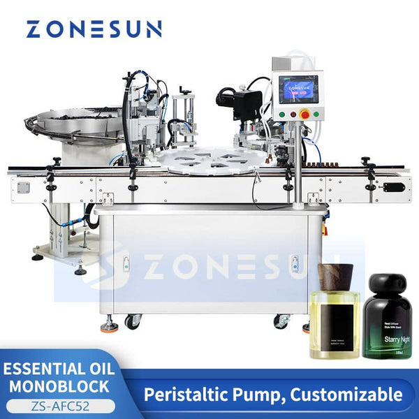 ZONESUN ZS-AFC52 4-in-1 Liquid Filler with Inner Stopper Pressing and Screw Capper for Essential Oil