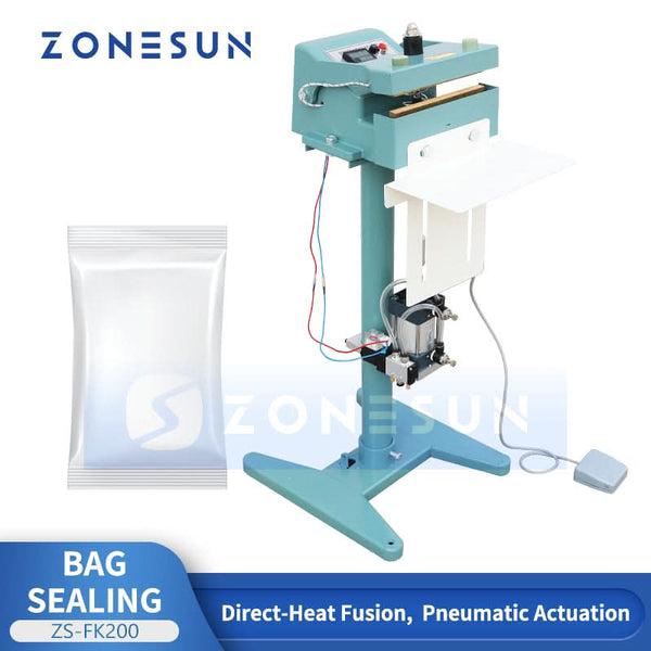 ZONESUN ZS-FK200 Pneumatic Direct Heat Sealer Mylar Foil Pouches Bag Sealing Machine