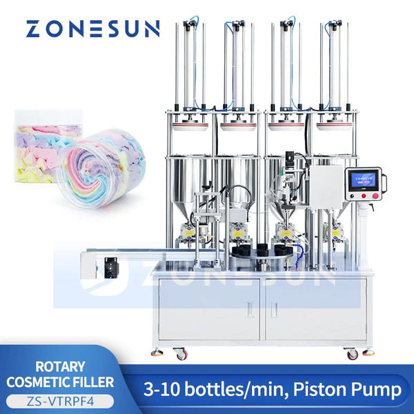 ZONESUN ZS-VTRPF4 Automatic 4-Color Rotary Cream Filling Machine for Cosmetic & Food