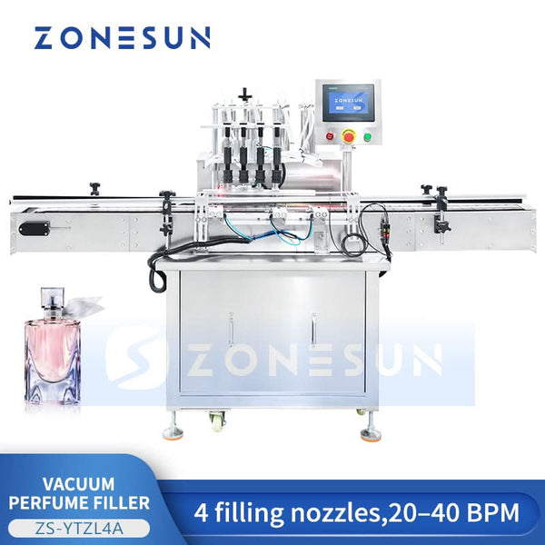 ZONESUN ZS-YTZL4A 4 Heads Vacuum Liquid Filling Machine Enolmatic Gravity Bottle Filler