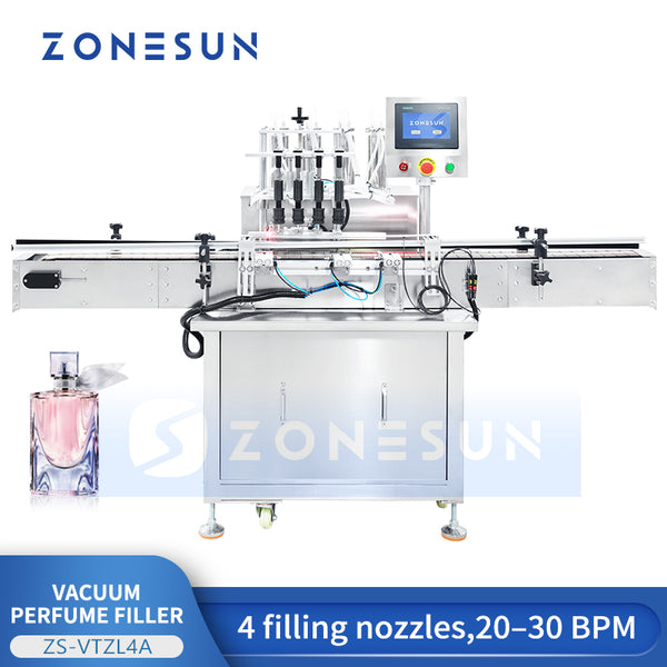 Zonesun ZS-YTZL4A 4 Heads Vacuum Liquid Filling Machine Enolmatic Gravity Bottle Filler