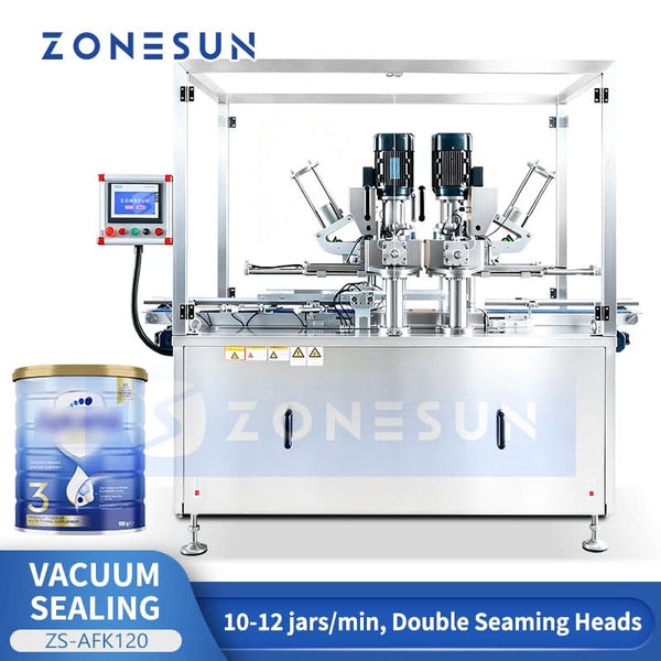 ZONESUN ZS-AFK120 Automatic Vacuum Can Seamer Machine for Milk Powder Packaging Line