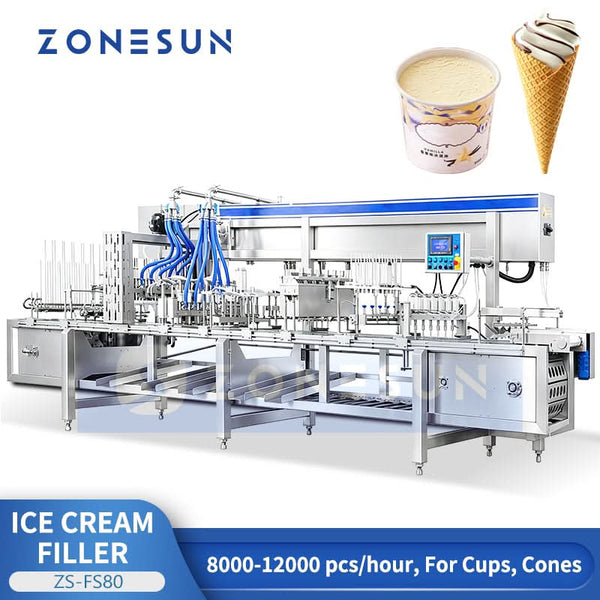 ZONESUN ZS-FS80 Automatic Ice Cream Filling & Sealing Machine | 8-Lane Cup Cone Popsicle Production Line
