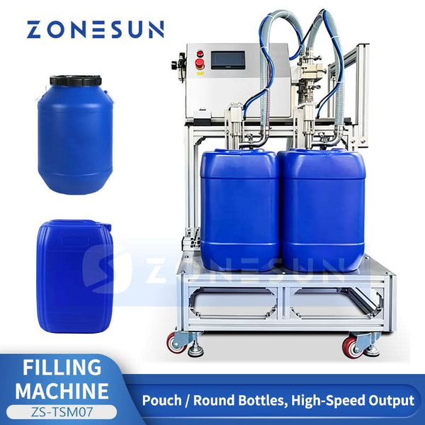 ZONESUN ZS-TSM07 Dual Head Semi-Automatic Filling Machine 1-20L Capacity for Buckets Drums