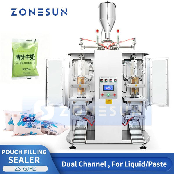 Zonesun ZS-GJH2 Dual Channel Liquid Pouch Filling Sealing Machine Multi-Function Packaging Machine