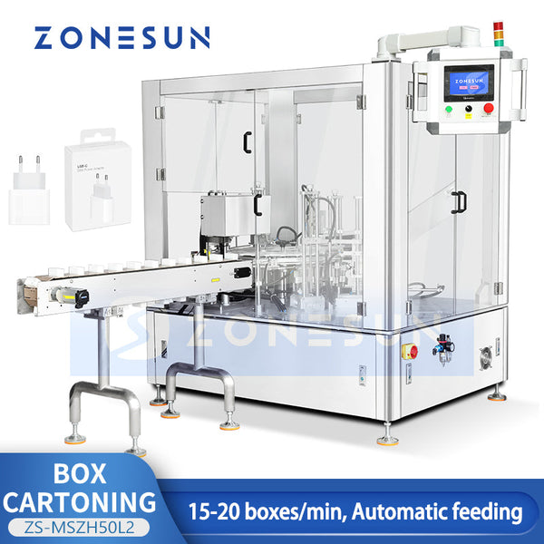 ZONESUN ZS-MSZH50L2 Automatic Vertical Cartoning Machine for Small Products Box Packing Solution