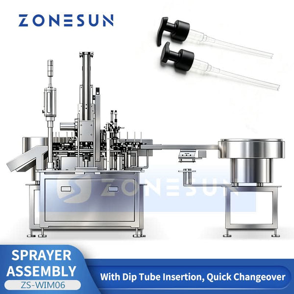 ZONESUN ZS-WIM06 Dip Tube Cutting and Inserting Machine Lotion Pump Assembly Machine