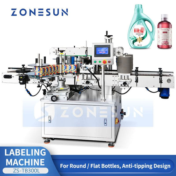 ZONESUN ZS-TB300L Vertical Automatic Round & Flat Bottle Labeling Machine