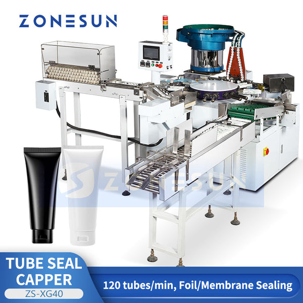 ZONESUN ZS-XG40 Automatic Rotary Tube Top Aluminum Foil Sealing and Capping Machine Tamper-Evident Packaging