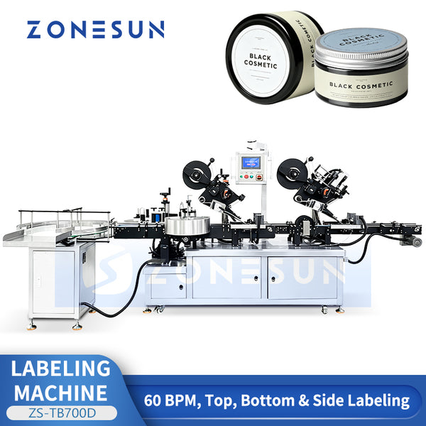 ZS-TB700D multi-surface bottle labeler, 60 bottles per minute