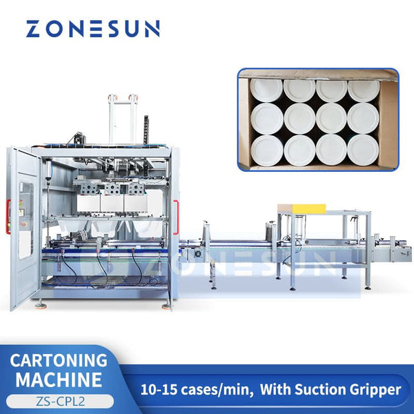 ZONESUN ZS-CPL2 Pick and Place Case Packer Automatic Case Packing Machine for Jars Cans
