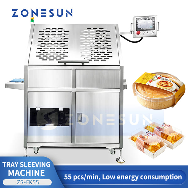 ZONESUN ZS-FK55 Automatic Tray Sleeving Machine for Food Containers Fruit Food Trays