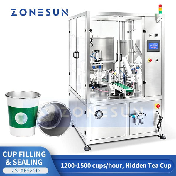 ZONESUN ZS-AFS20D Automatic Rotary Tea Cup Filling and Sealing Machine for Pre-Layered