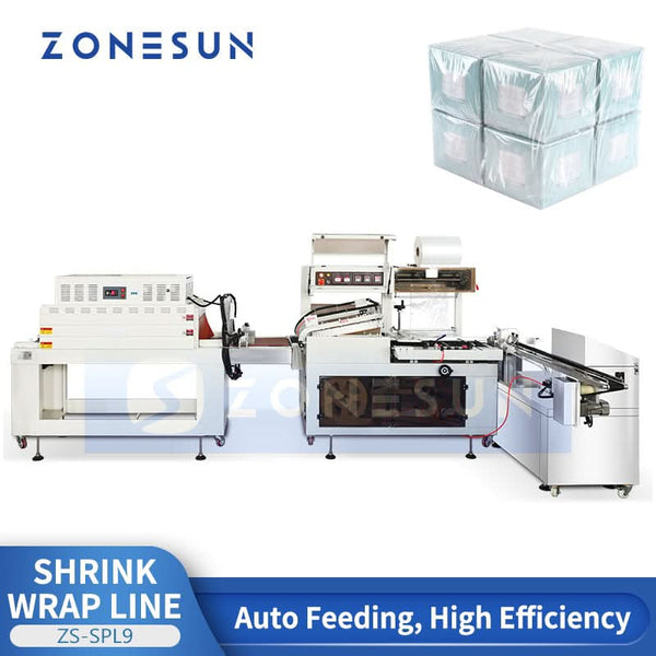 ZONESUN ZS-SPL9 Automatic Feeding Multi-Pack Shrink Wrapping Machine Production Line Boxes and Books