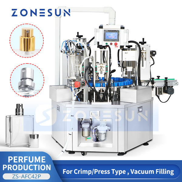 ZONESUN ZS-AFC42P Automatic Rotary Perfume Washing Filling Crimping Capping Monoblock Machine