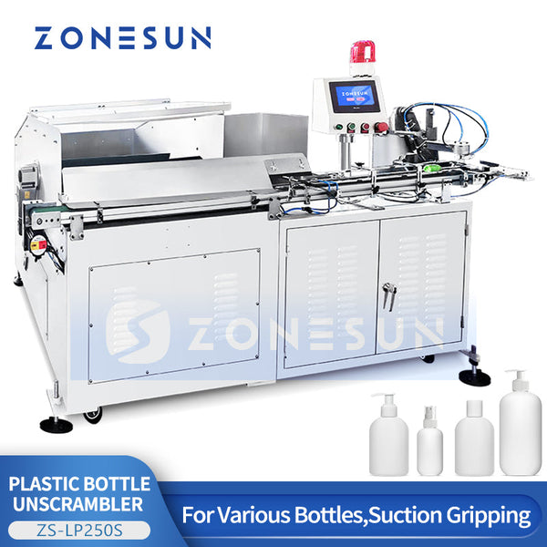 ZONESUN ZS-LP250S Robotic Bottle Unscrambler with Fiber-Optic Detection Robot Pick and Place System for Plastic Bottles