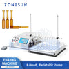 ZONESUN ZS-YTPP8 8-Head Peristaltic Pump Filling Machine with Customized Tray for Ampoules Vials Essential Oil