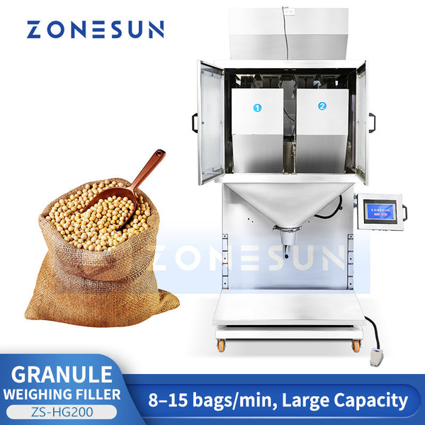 ZONESUN ZS-HG200 Dual-Hopper Large Capacity Granule Weighing Filling Machine for Bulk Products