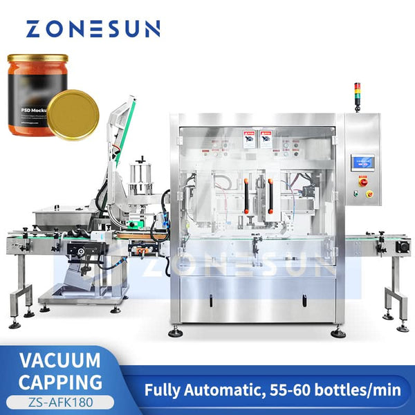 ZONESUN ZS-AFK180 Double Head Continuous Motion Jar Capper for Glass Jars Twist-off Metal Lug Caps Sealing