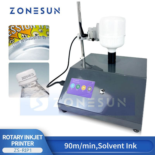 ZONESUN ZS-RIP1 Rotating Round Object Inkjet Printing Machine Bottle Tube Coding System