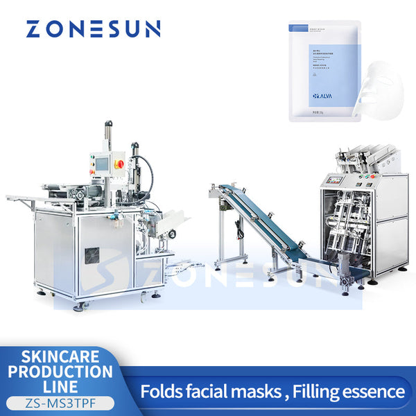 ZONESUN ZS-MS3TPF Mask Sheet Folding and Bagging Machine Turnkey Sachet Filling Sealing Solution