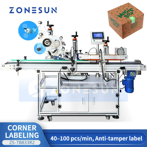ZONESUN ZS-TB833R2 Tamper-Evident Corner Labeling Machine for Boxes and Cartons